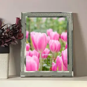 Pinzon 8x10 Picture Frames, Glass Table Desk Standing 10x8 Photo Frame, Silver (Set of 2)