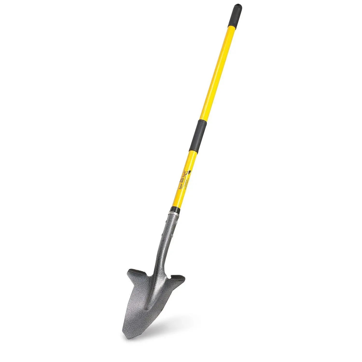 Spear Head Spade 58 Inch Long Handle Garden Spade, Heavy Duty Digging Shovel, Carbon Steel Blade Cuts Roots, Steel Reinforced Fiberglass Handle, Model SHLF2