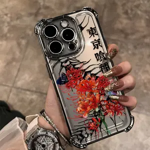 New Trendy Japanese Design Anime Tokyo Ghoul Cellphone Case Casing Compatible with for iphone Models 17, 16E, 16, 15, 14, 13, 12, 11 Mini, Pro, Max, Air, X, XR, XSMAX, 8, 7 Plus, Featuring a Transparent Soft Back for Drop Protection