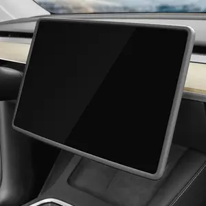 Screen Protector Silicone Frame for Tesla Model Y/3 15" Center Control Touchscreen, Knee Protection,Skin Friendly,Cover Accessories, Decal for Cars, Sticker for Cars (Silicone Frame Black)