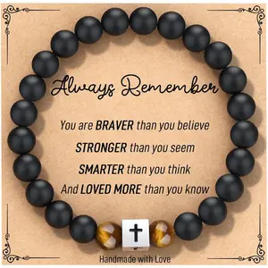 Beaded Cross Bracelet for Men & Boys - Stocking Stuffers for Teens & Adults - Baptism, Confirmation, Easter, Birthday & Christian Christmas Gifts for Him