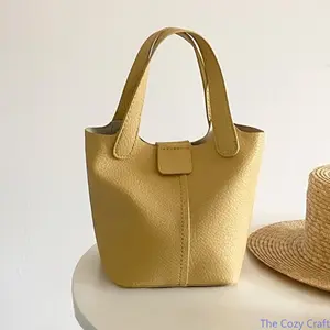 2026 Summer New Ins Trend Soft PU Leather Mini Bucket Bag, Casual Versatile Handheld Shoulder Crossbody Purse For Women Daily Use