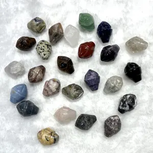 1 Inch Different Materials Mixed 10 Counts Mini Ice Cream Natural Stone Hand Carved Statue Healing Crystal Home Decoration DIY Crafts Gift