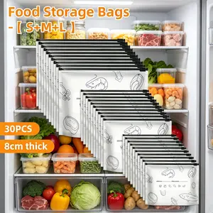 Aluminum Foil Reusable Freezer Bags, Food Grade Leak Proof Ziplock Food Storage Bags with Write-on Label, FCM Certified BPA Free Freezer Safe Bags for Meat Seafood Meal Prep Refrigerator Organization Picnic Travel