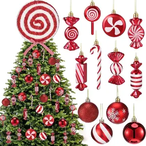 37 Pcs Christmas Candy Hanging Ornament Large Foam Christmas Tree Topper Candy Cane Peppermint Lollipop Decor Glitter Ornament for Home Xmas Tree Party Favor Decoration