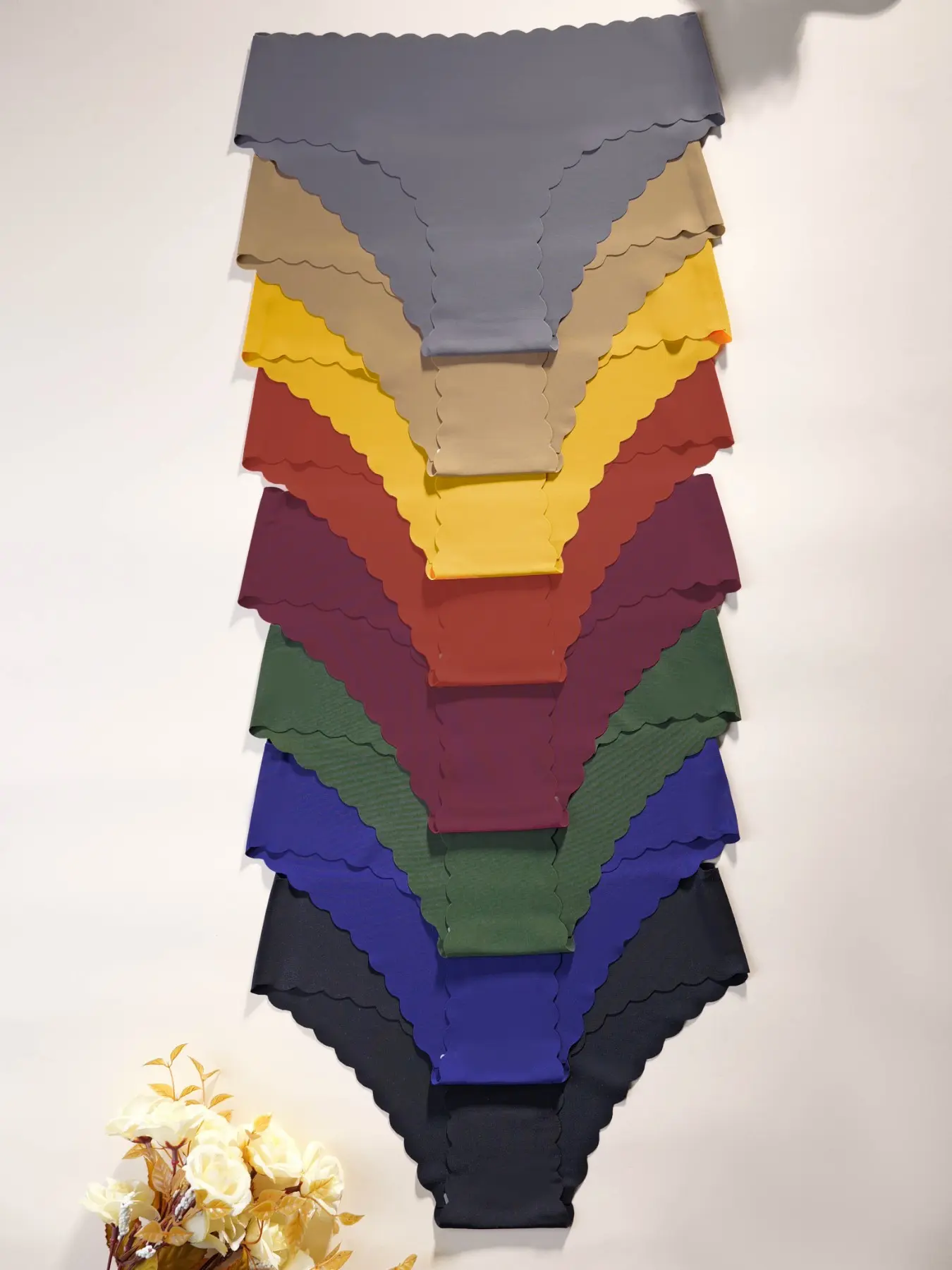 Women's Glue Underwear Set, Panties, Pure Color Multi-Color Combination Pack (, ), Wave Hem Design, Simple Sexy Fitted Style, Daily Commute Home Use