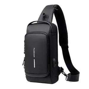 Men anti Theft Chest Bag Shoulder Bags USB Charging Crossbody Package School Short Trip Messengers Bags Men'S Oxford Sling Pack YIYUEQIANLI