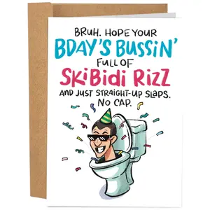 Gen Alpha Birthday Card (Multiple Options) - Birthday Cards for Gen Alpha Kids - 5x7 Inch Individual Greeting Card with Kraft Envelope