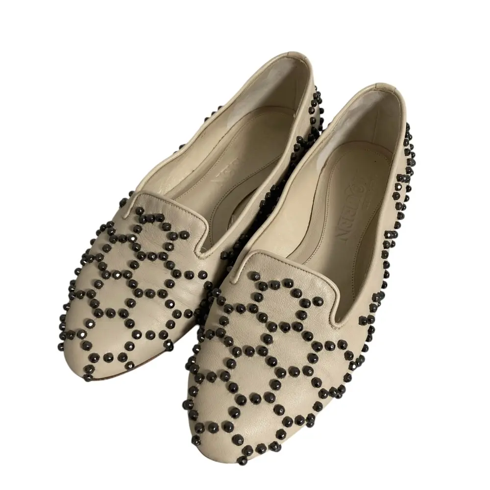 Pre-owned Alexander McQueen Others Small Leather Goods Stud Flat Loafers