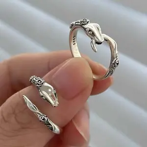 Alloy ring open/closed rose snake-shape ring ladies daily wear gift