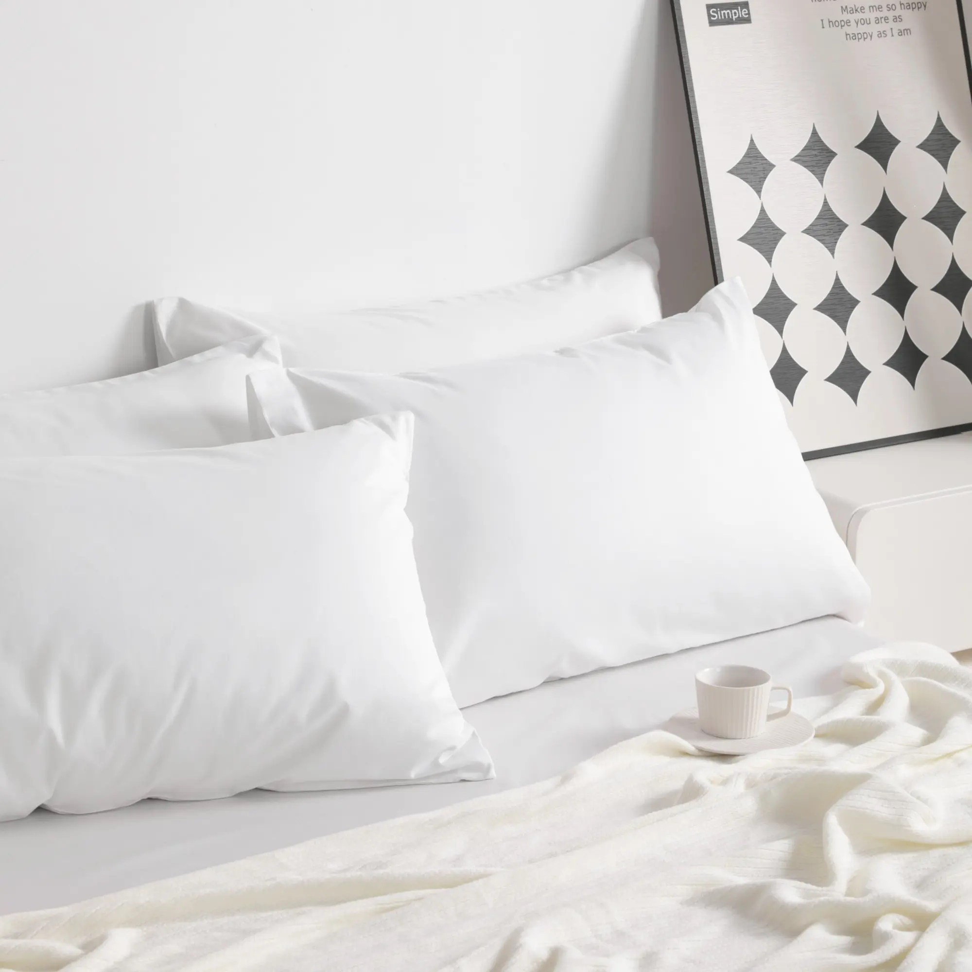 2 Cotton Pillowcases, Soft and Breathable Pillow Cases with Envelope Closure, Skin-Friendly, Comfortable & Easy Care