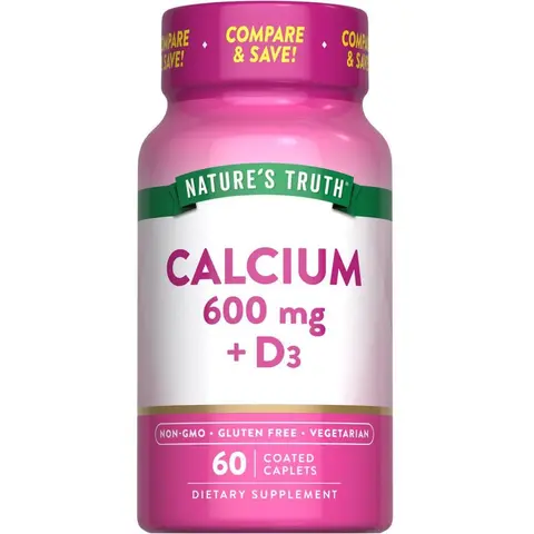 Nature's Truth Calcium 600 mg with Vitamin D3 800 IU - 60 Coated Caplets - Vegetarian, Non-GMO & Gluten Free Supplement