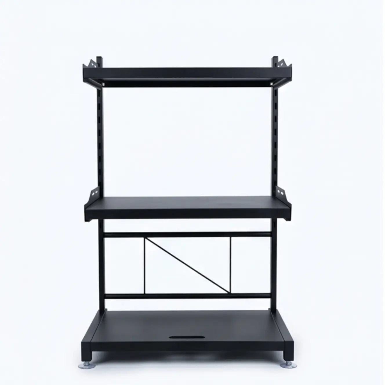 Heavy-Duty 3-Tier Adjustable Metal Frame Desktop Rack with Anti-Slip Base - Universal Home Organizer for Kitchen, Office Countertop Storage Use, Single Unit