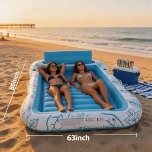XXL Inflatable Tanning & Swimming Pool for Adults, 86''x63'' Home & Garden Outdoor Relaxation Pool with Pillow, Sprinkler and Cup Holder