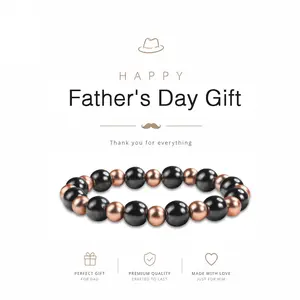 Copper Bracelet for Women and Men, 3500 Gauss Magnet Beads as Rakhi Gift for Sister, Cooper Hematite Jewelry  Elegant Minimalist Bangle Pulsera De Cobre para Mujer for Parents