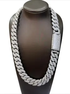 Silver Hip-Hop Rap Faceted Moissanite 925 Silver VS/VVS Custom Handmade Cuban Chain Jewelry Necklace, Easter and Thanksgiving Gift for Men and Women