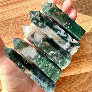 Super Mossy Moss Agate Tower | Blue Moss Agate Point | Druzy | Natural Gemstone Decor | Crystals | 3-4 inch