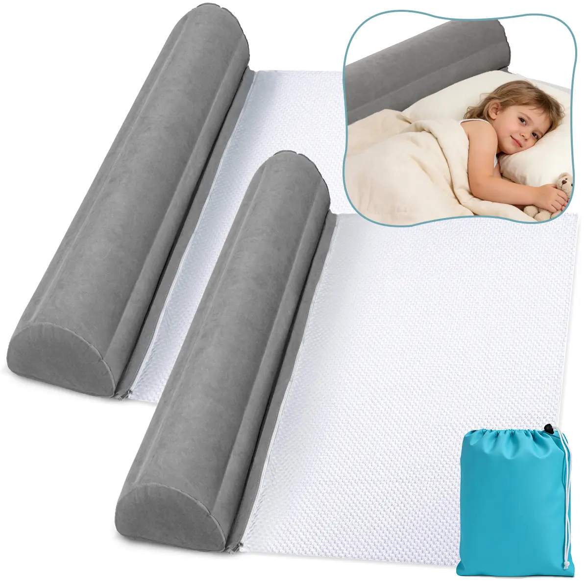 COMOMY Inflatable Bed Rail for Toddlers 2 Pack, Toddler Bed Bumpers Fits Twin Full Queen King Size Beds, Portable Travel Bed Bumpers, dealsforyou, summerwins, restock, dealsforyoudays