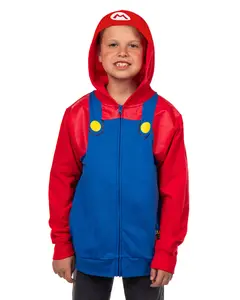 Super Mario Hoodie Kids Nintendo Long Sleeve Zip Up Lightweight Pullover Hooded Sweatshirt