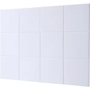 Large Felt Wall Tiles, 12 Pack Cork Board Alternative with Removable Adhesive Tabs, Bulletin Pin Boards for Office, School and  (White)