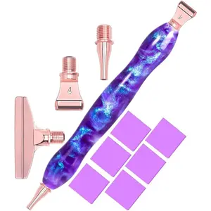 Painting Art Drill Pen Kit with Screw Steel Rose Metal Tip Nibs Placers Tool Accessories,   Art Pen for 5D   Bead t GalaxyPurple