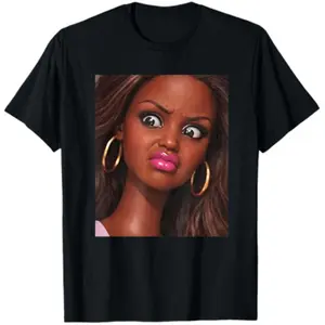 Funny Creepy Doll Face Meme Expression Hilarious Sarcastic T-Shirt