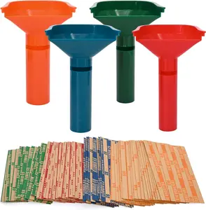 150 Assorted Flat Striped Coin Wrappers & 4 Coin Sorters Tubes, Color-Coded,Easy to Load