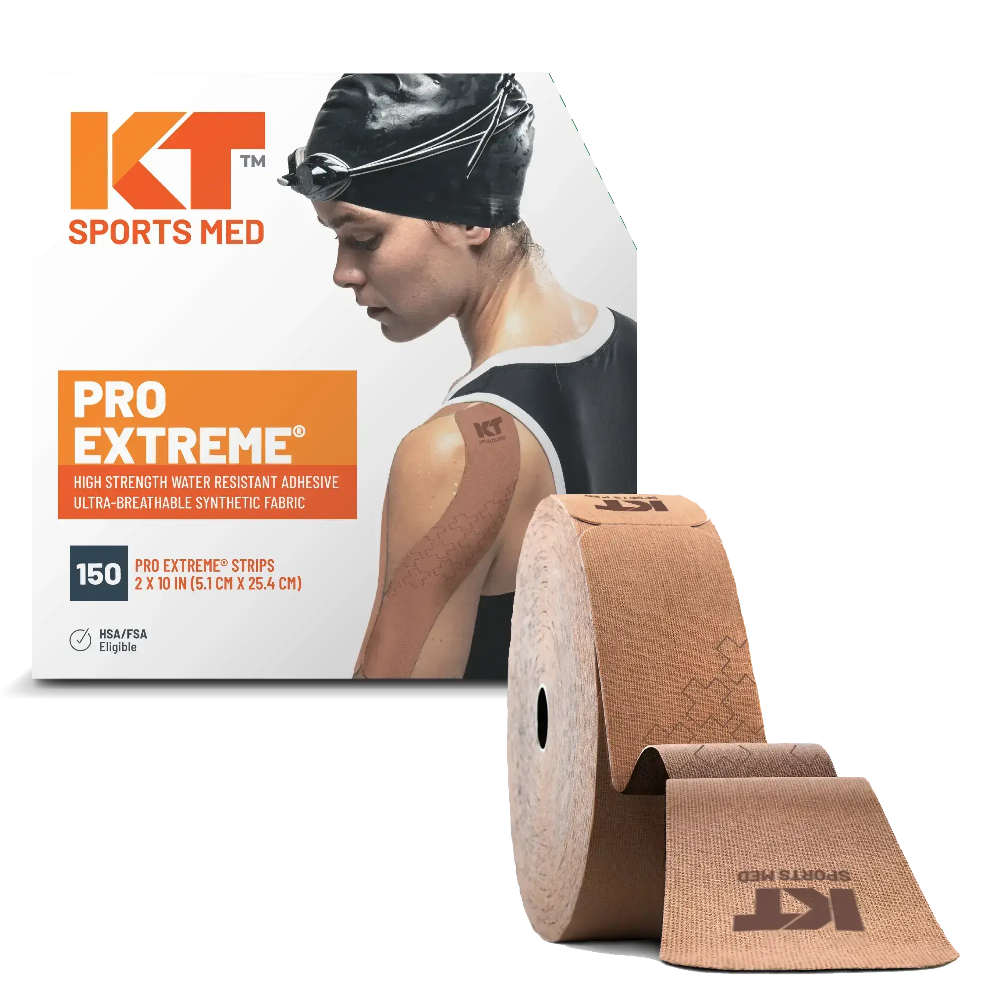 KT Sports Med Pro Extreme 150 Strips 10" Precut Extra Strong Adhesive Hypoallergenic Latex Free for Cycling Running Training