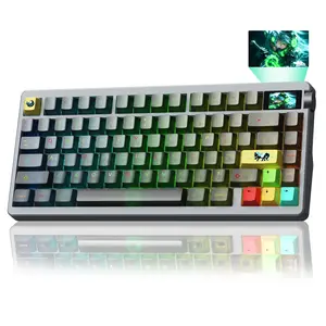 [New]AULA Nova75 Creamy Wireless Mechanical Custom Keyboard with TFT Screen, Tri-Mode Hot-Swappable 75% Gasket Mounted RGB Gaming Keyboard, Hot Swappable, 8000mAh for Mac Windows iOS Android