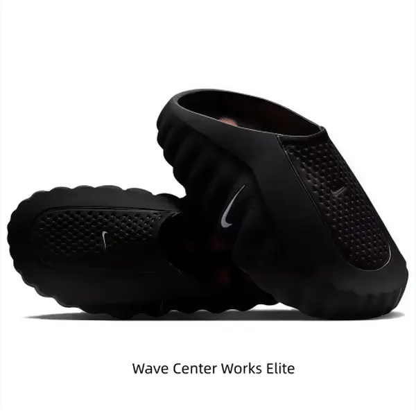 Black Thick-Soled Massage Slides, Orange Spherical Outsole, Breathable Fabric Upper, Pre-Game Recovery Tech Mules