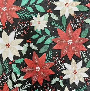 Christmas Napkins Poinsettia Decorative Xmas Paper Decoupage Napkin #2154