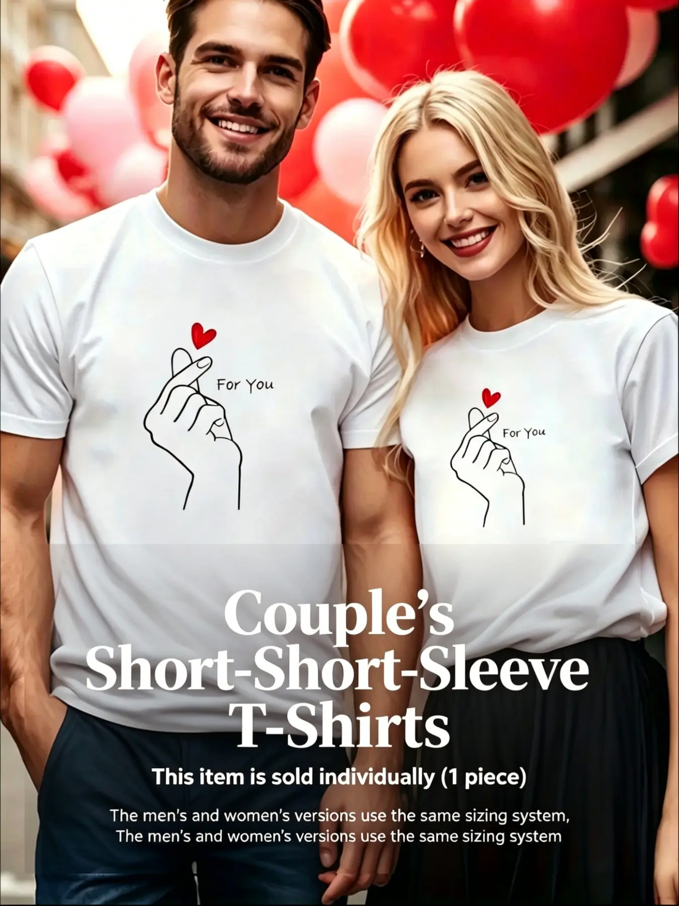 Couples' T-shirts – Featuring matching designs for men and women, with coordinated prints, these casual round-neck short-sleeved T-shirts are perfect for dates and are suitable for all seasons.