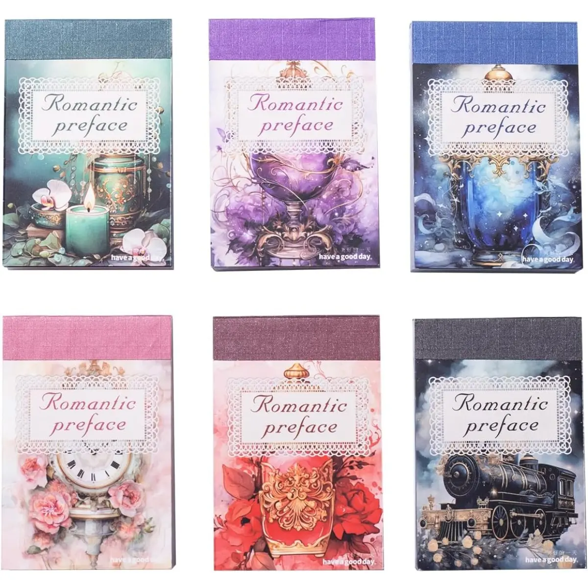 6-pack retro notebook material sticker book set, garbage diary scrapbook supplies, DIY crafts, and aesthetic decorations