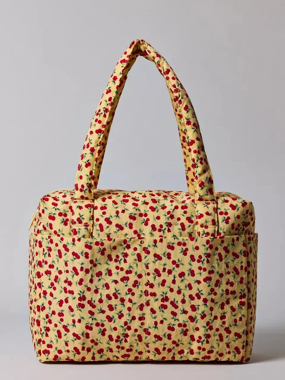 BAGGU Small Cloud Carry-On Bag with Floral Pattern Durable Nylon 16" Laptop Compatible Trolley Sleeve for Travel Lightweight & Packable