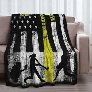 Bed Blanket. Baseball Flannel Fleece Blanket for Kids' Ball Sports Games. Plush Throw Blanket for Men Athletes and Gaming, in Yellow,