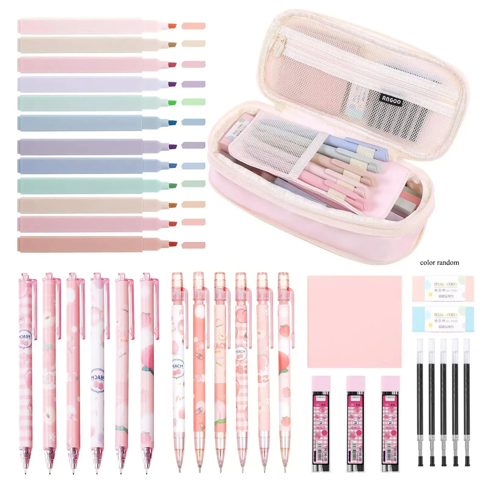 Stationery Set, 36pcs/set Including Highlighter Pen & Gel Pen & Mechanical Pencil & Pencil Case, Stationery Supplies for Home School Office, College Essentials, Student Essentials, Learning Materials, Desk Supplies Set