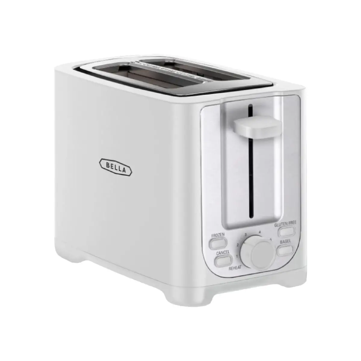 Bella 2-Slice Toaster for Kitchen, Extra-Wide Slots, Removable Crumb Tray, White Household Appliance
