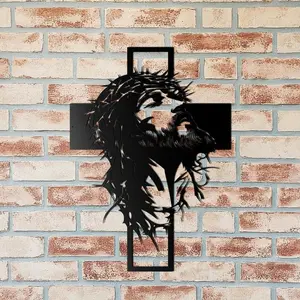Jesus Cross Metal Wall Art, 28.58x40cm Inspirational Wall Decor, Elegant Hanging Accent for Home Office Church Restaurant, Thoughtful Easter Gift, Wall Art Decoration