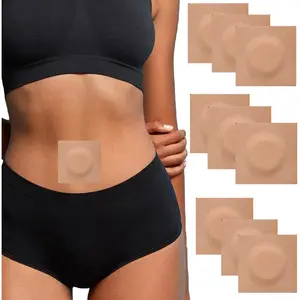 50pcs Disposable Castor Oil Pack Wrap Belly Button(Oil Not Included),Self-Adhesive Highly Absorbent Castor Oil Wrap Organic Cotton Easy to Use,Skin Color