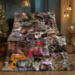 The monkey-patterned flannel soft and beautiful blanket is comfortable, washable in all seasons, anti-allergic and tear-resistant. It is an ideal choice for sofas, beds, offices, camping and traveling.