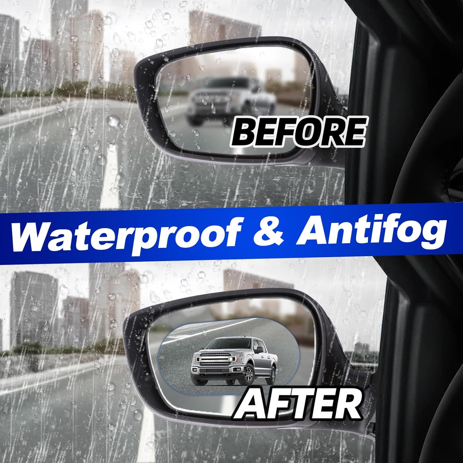 2 PCS Car Side Mirror Tint, Waterproof and Anti-Glare Rear View Mirror Film, High-Definition Anti-Fog Protective Film, Universal Automobile Rearview Mirror Rainproof Film