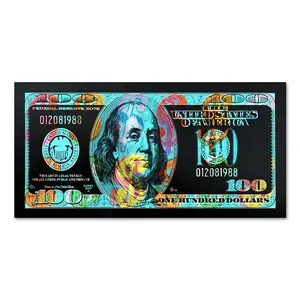 100 Dollar Theme Canvas Posters Wall Art Prints Vintage Hundred Dollar Bill