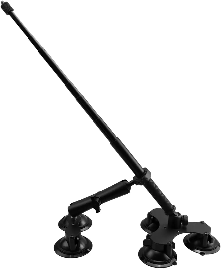 Suction Car Mount Compatible with Insta360 x5 x4 x3 x2 x One RS GoPro Max | 5 Suction Cup Camera Mount with 45In Lockable Selfie Stick for 360° Action Vlogging