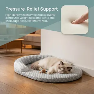 Cooling Orthopedic Dog Bed with Raised Bolster Edges, Breathable Summer Pet Sofa Mat for Small Medium Large Dogs & Cats, Washable Non-Slip Anti-Anxiety Sleeping Pad, All Season Joint Relief Crate Kennel Bed