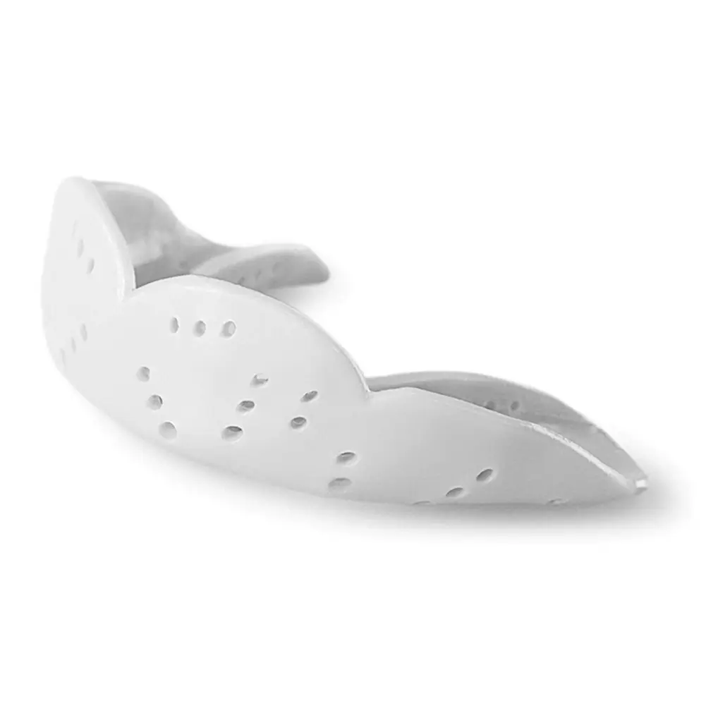 Unisex Remoldable Breathable Ethylene Vinyl Acetate (EVA) Reusable Sport Mouth Guard - 1 Size Slim Profile Teeth Protector for Boxing, Football, Skating - White Adult Mouthguard
