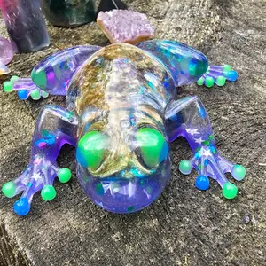 Handmade Color Change Resin Frog Shaker Decor Epoxy Ornaments Unique Snowglobe Design High Grade Nontoxic USA Made Safe & Eco Friendly