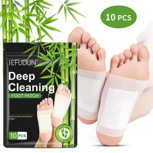 Sefudun 10PCS Natural Bamboo Ginger Powder Foot Pads for Foot Care, Deep Cleansing, Relaxation, Sleep Aid