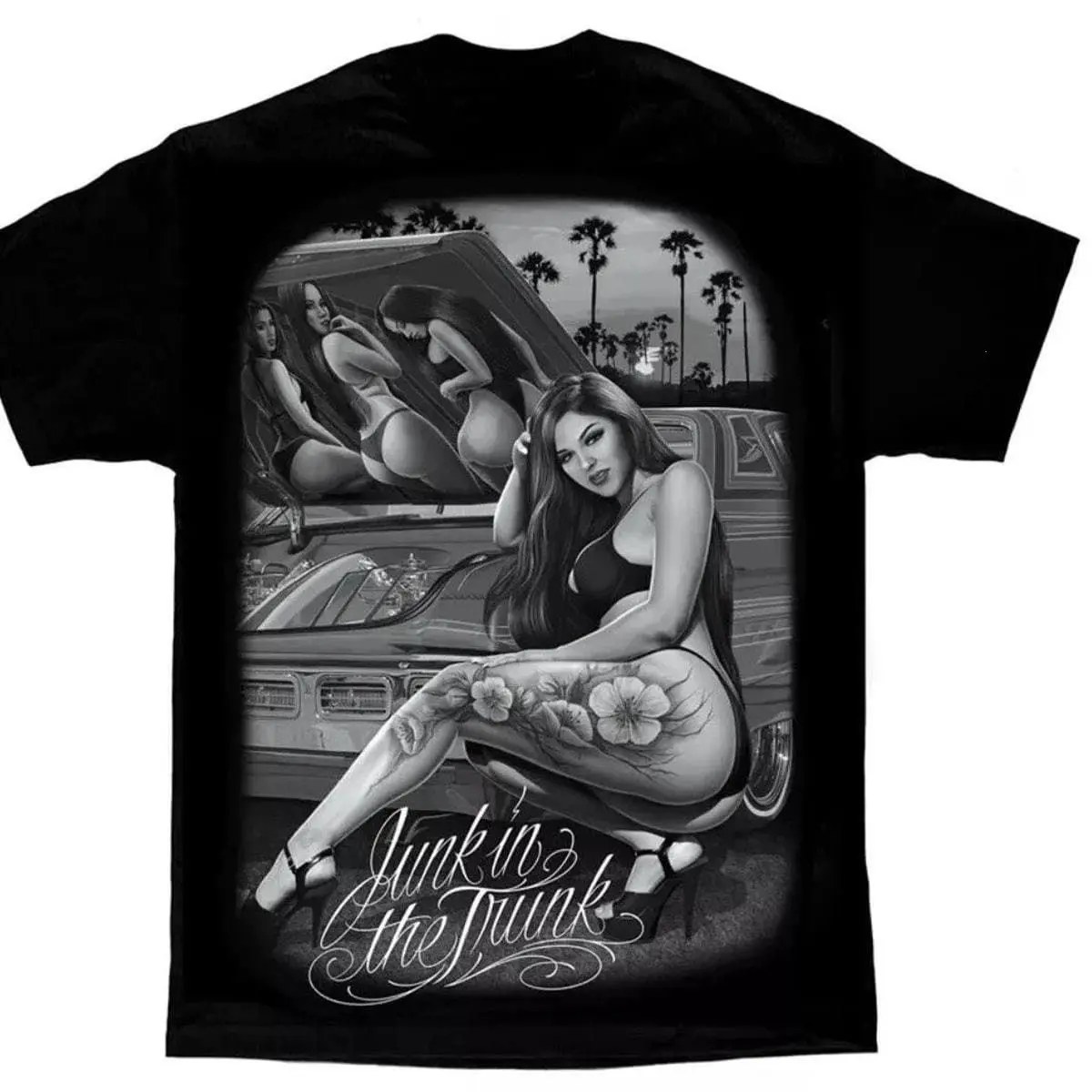 Junk Print Chicano Tee - Girl Trunk Vintage Shirt