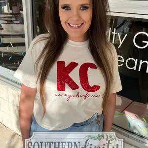 Sequin Embroidered In my Chiefs Era Cropped Tee