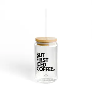 But First Iced Coffee Sipper Glass Tumbler, 16oz